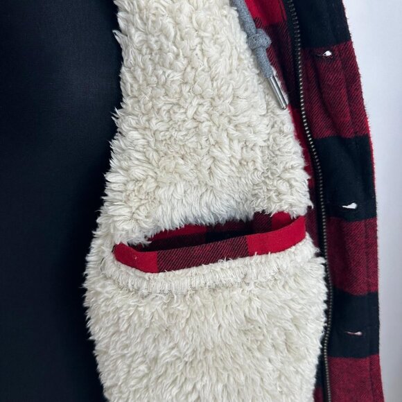 Levi's Cotton Buffalo Check Sherpa Lined Jersey Hooded Shirt Jacket Men's size M - Picture 8 of 10